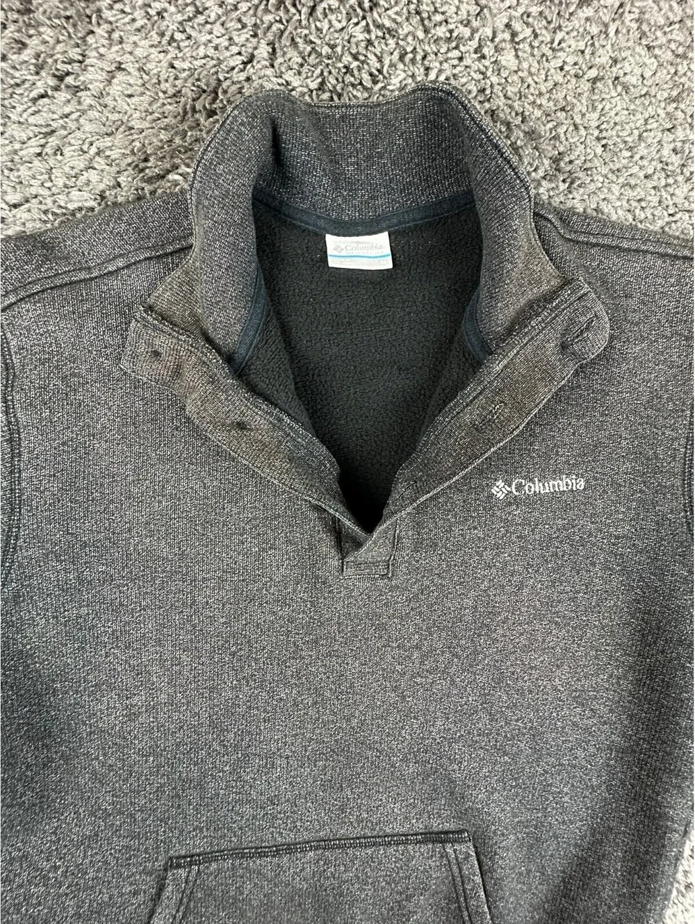 Columbia Great Barlow Basin Pullover Mens M Grey Button Neck Fleece Sweater